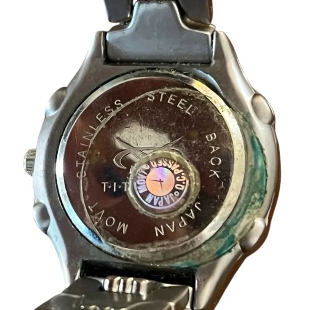 Volt Titanium Watch Mens Silver Tone Quartz Japan Movt Luminous Dial